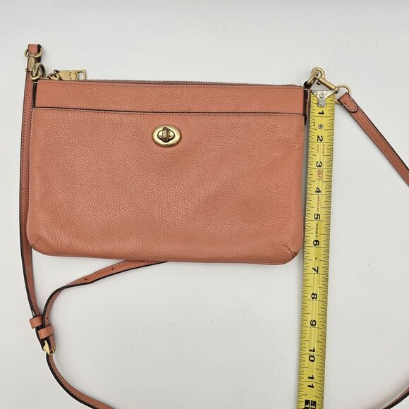 Coach TCoral Leather Crossbody Bag With Twist Lock Closure & Adjustable Strap - Picture 11 of 11